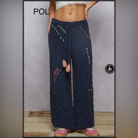 BPB217-8💙🤍NEW! POL perfection in navy berber elastic waist pants-stunning! - Picture 5 of 9